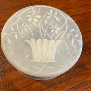 Lovely light wedgewood blue carved container